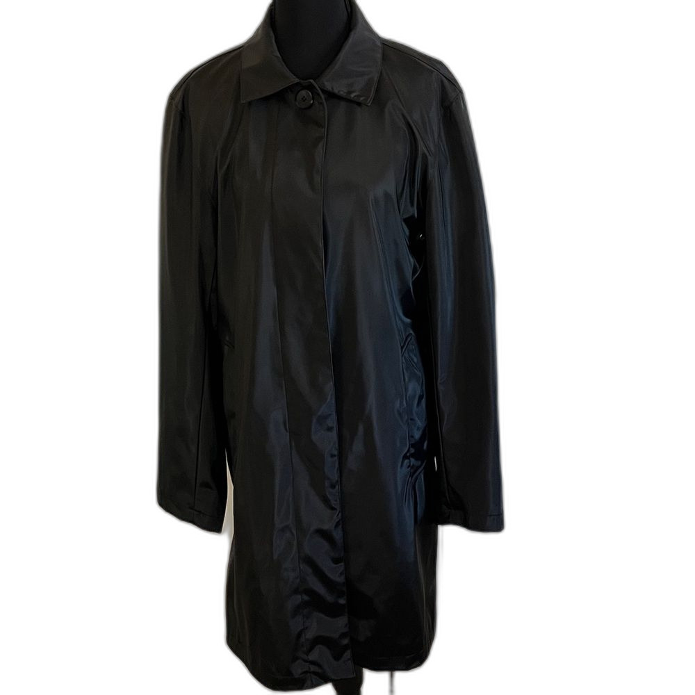 Fuda International Women's Black Longline Raincoat Trench Coat Size Medium